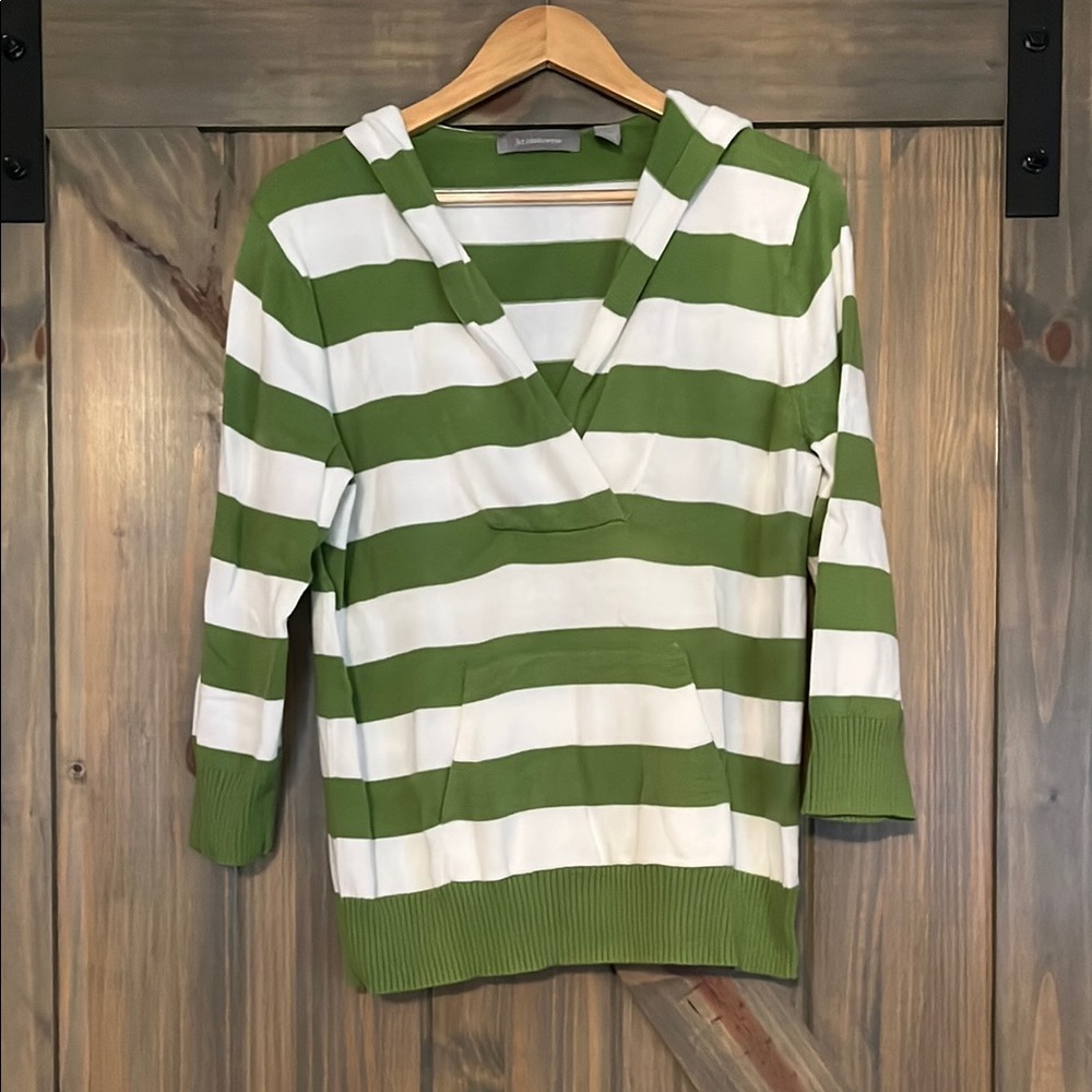 Liz Claiborne Olive and White Striped Hoodie Size XL